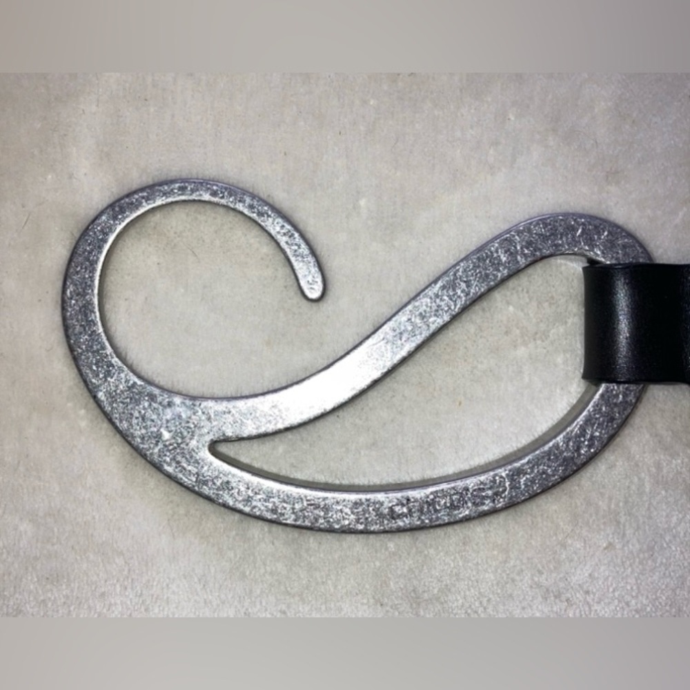 UNIQUE Genuine leather adjustable western paisley buckle Chico’s belt, black - Picture 4 of 5